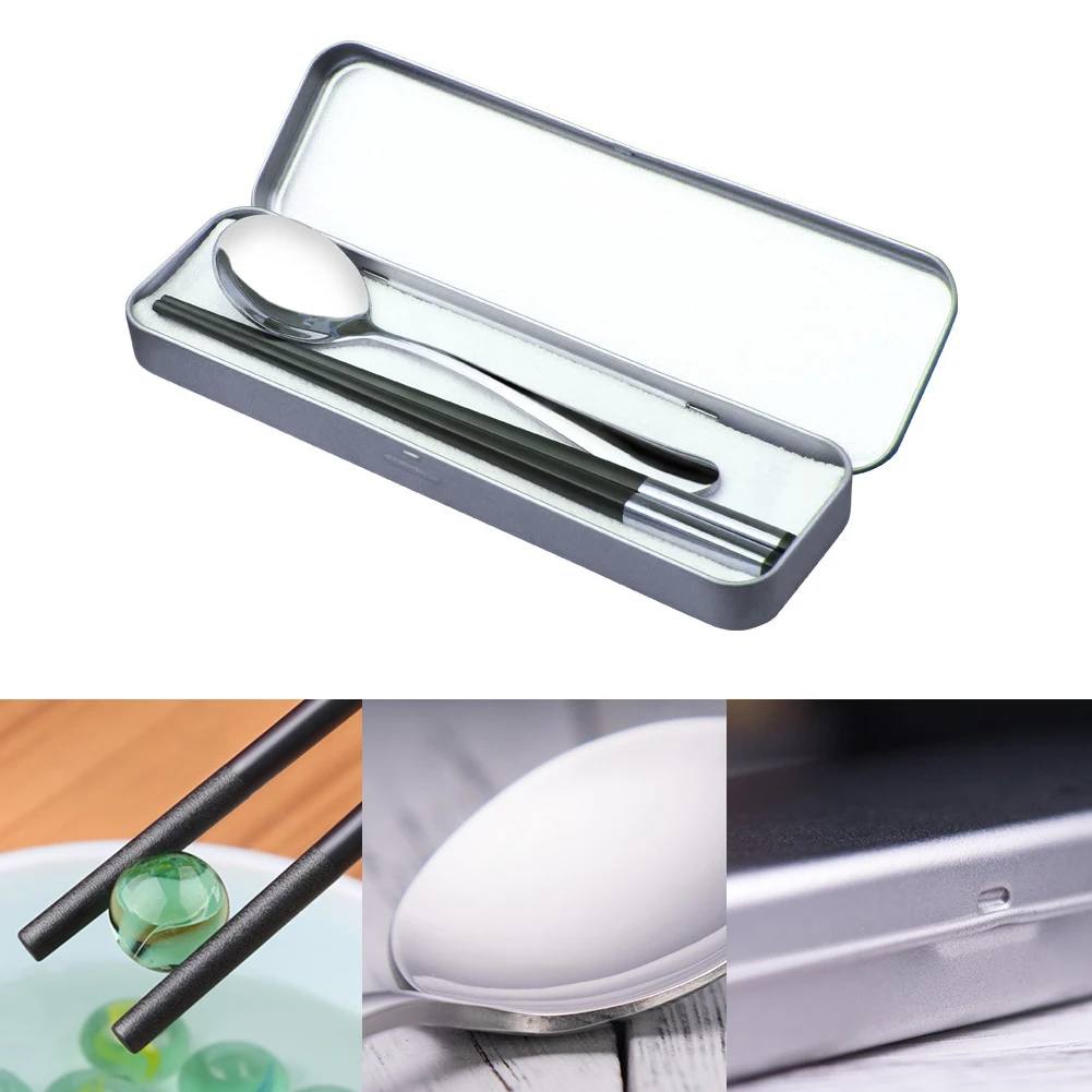 Lunch Stainless Steel Chopsticks Cutlery Spoon Picnic Durable Portable Dinner Camping Home Flatware Set Travel Kitchen Utensils