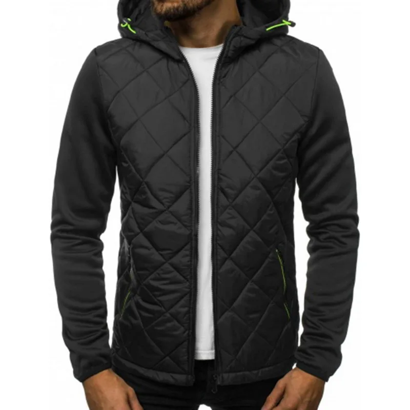 Куртка мужская новая с капюшоном Argyle зимние куртки одежда Jaqueta Masculino Fit повседневные Модные мужские толстовки на молнии Одежда Топ - Цвет: Black