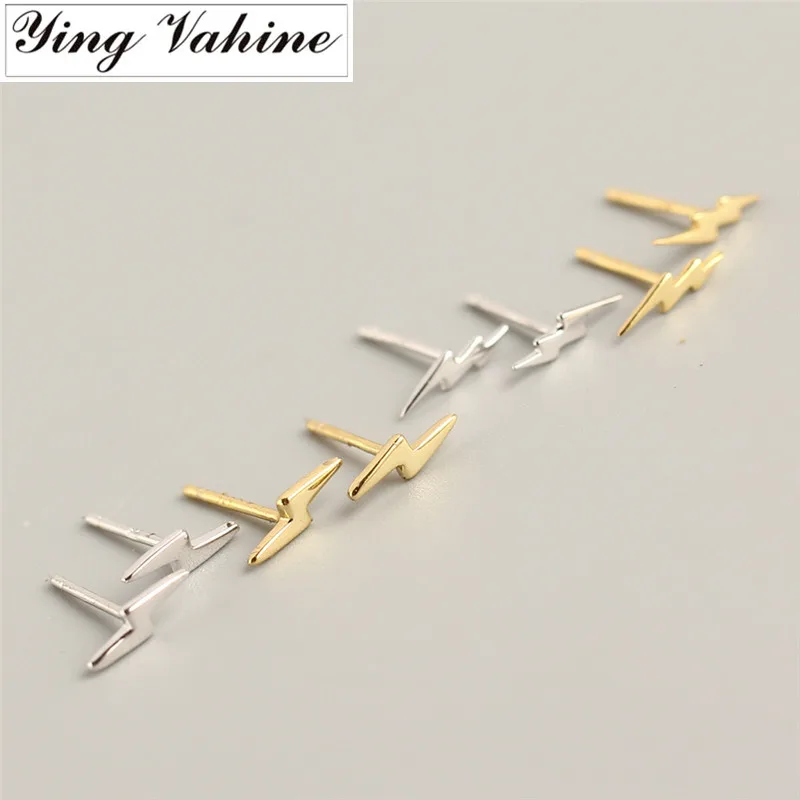 

ying Vahine 100% 925 Sterling Silver Mini Small Lightning Stud Earrings for Women