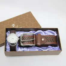 

2Pcs Fashion Mens Watches Set Gift Box High Quality Quartz Wrist Watch Male Leather Belt Best Gift For Men Father ’s Boyfriend