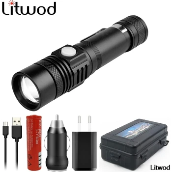 

7000LM super bright LED flashlight flashlight led T6 / L2 / V6 Zoomable torch outdoor bicycle light USB rechargeable