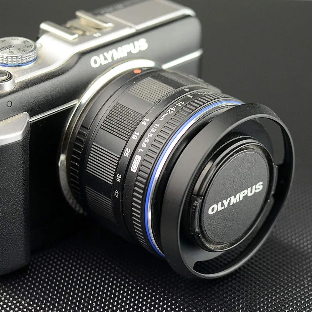 УФ-фильтр+ бленда+ крышка+ чистящая ручка+ ЖК-экран протектор для Olympus OMD EM10 OM-D E-M10 Mark III II w/14-42 мм объектив