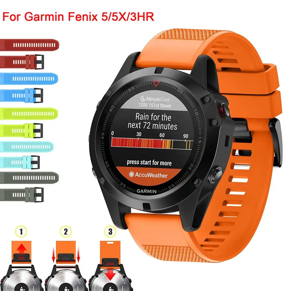 

26 22 20MM Watchband Strap for Garmin Fenix 5X 5 5S Plus 3 3HR D2 S60 Watch Quick Release Silicone Easyfit Wrist Band Strap