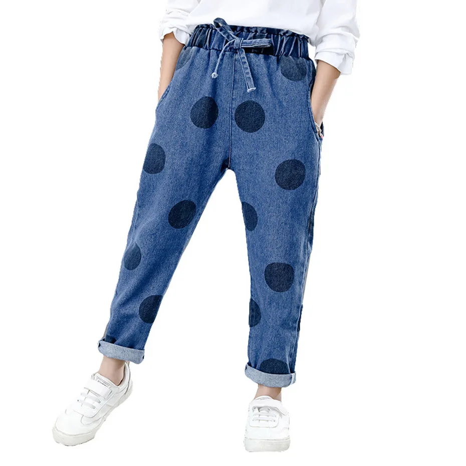 

Jeans For Girl Dot Kids Jeans For Girls Casual Loose Jeans For Kids Fall Fashion Children's Winter Denim Pants Christmas Gift