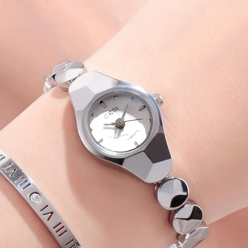 white dial Модные новые стильные часы-браслет из вольфрамовой стали женские водонепроницаемые часы-браслет из вольфрамовой стали - Цвет: white dial
