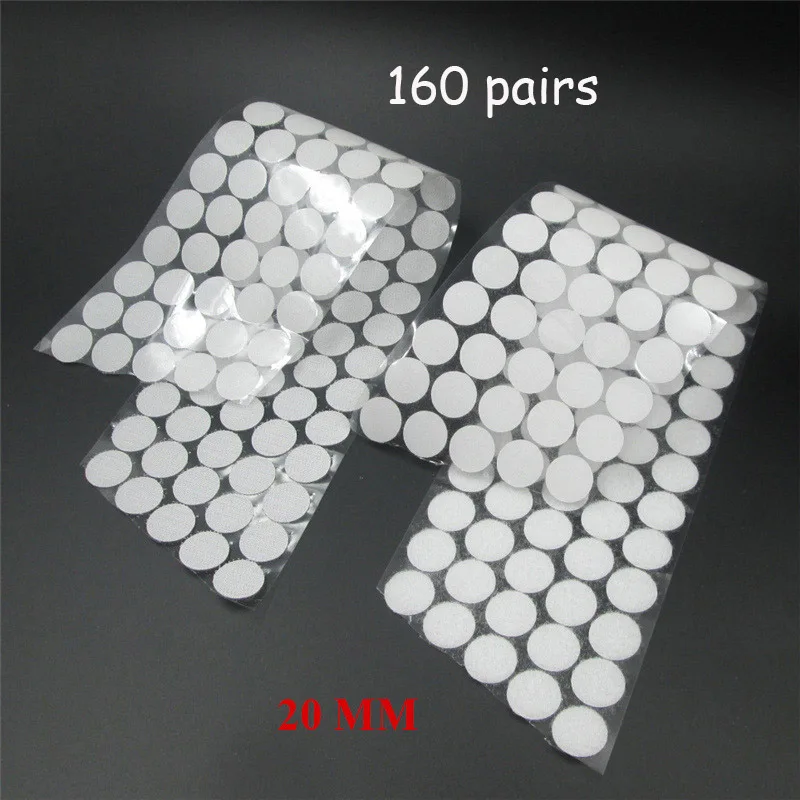White 20mm 160pairs 540/250/200 пар крючков и петель кабельные стяжки красочные волшебные наклейки dot Нейлон гибкий клей на самоклеющейся ленте - Цвет: White 20mm 160pairs