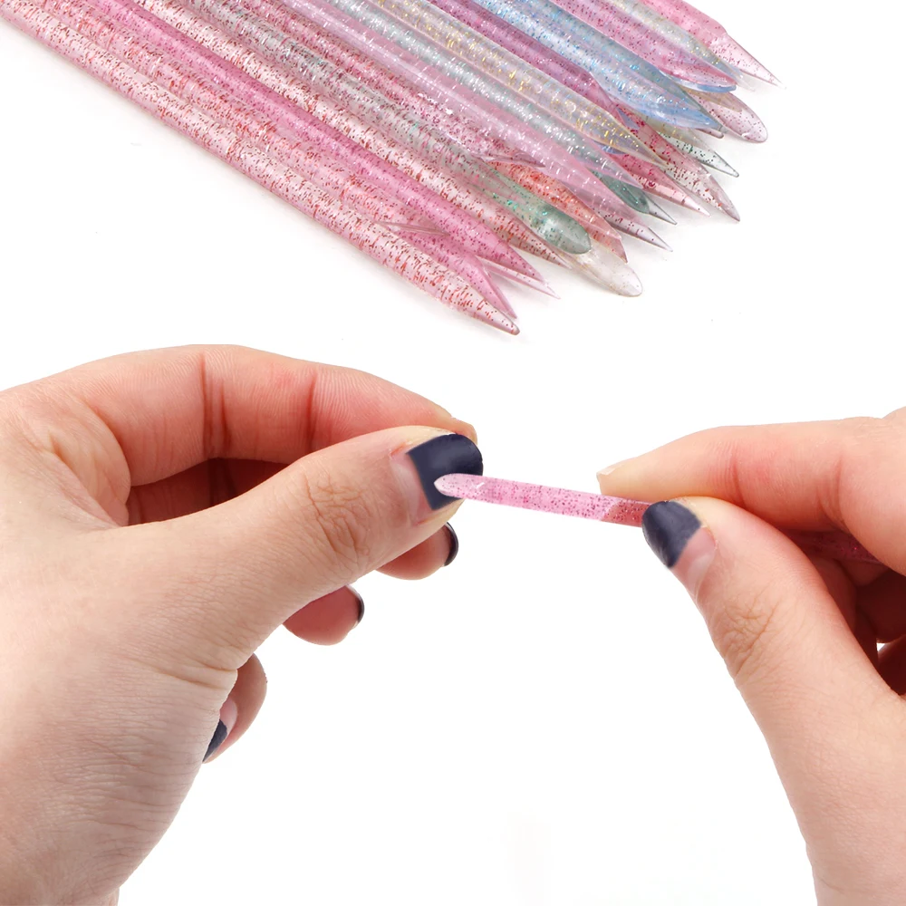 25/50/100Pcs Nail Art Cuticle Pusher Reusable Crystal Stick Double End Remove Cuticles Regrowth Pedicure Nails Manicures Tools