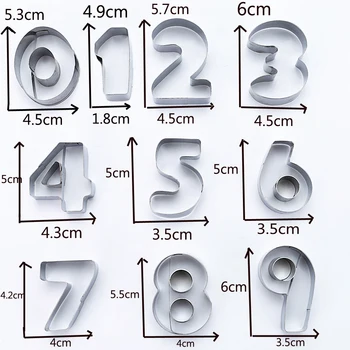

10Pcs Stainless Steel Numbers 0-9 Digital Cake Fondant Chocolate Cookie Mold DIY Fruit Cutter Baking Cake Decoration Mould Tools