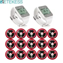 Retekess 999CH 2pcs TD108 Watch Receiver + 15pcs Call Button Transmitter Wireless Pager Restaurant Waiter Calling System 433MHz Retekess 999CH 2pcs TD108 Watch Receiver + 15pcs Call Button Transmitter Wireless Pager Restaurant Waiter Calling System 433MHz