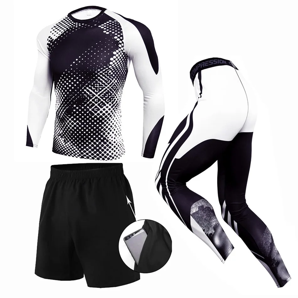 3D Камуфляж 3 шт./компл. мужской спортивный костюм компрессионный комплект для фитнеса спортивная одежда Бег Спортивная одежда упражнения тренировка колготки - Цвет: Photo Color