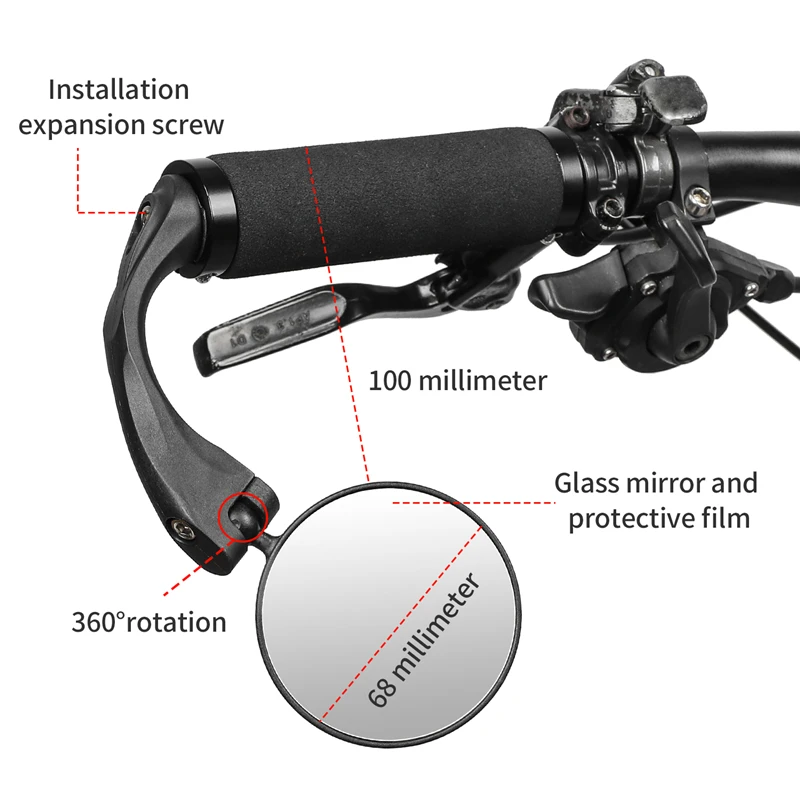 WEST BIKING Руль заднего вида для велосипеда, 360 Вращающийся Руль для велосипеда, Аксессуары для велосипеда заднего вида MTB, руль для велосипеда, зеркало 16 мм-22 мм