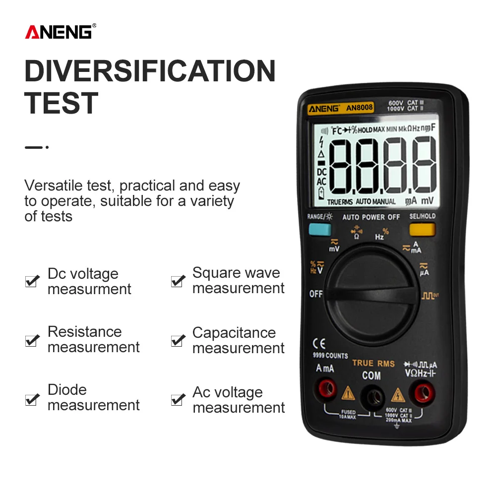 ANENG AN8008 Digital Multimeter 9999 Counts Transistor True RMS Tester rm409b Auto Electrical Testers Voltage capacitor Meters