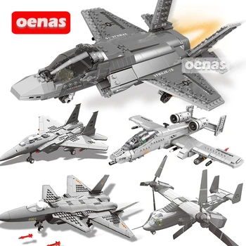 

Modern Military A10 AC130 Osprey Aircraft F-15 Eagle Fighter Building Block Model Bricks Children kids Educational DIY Toys Gift