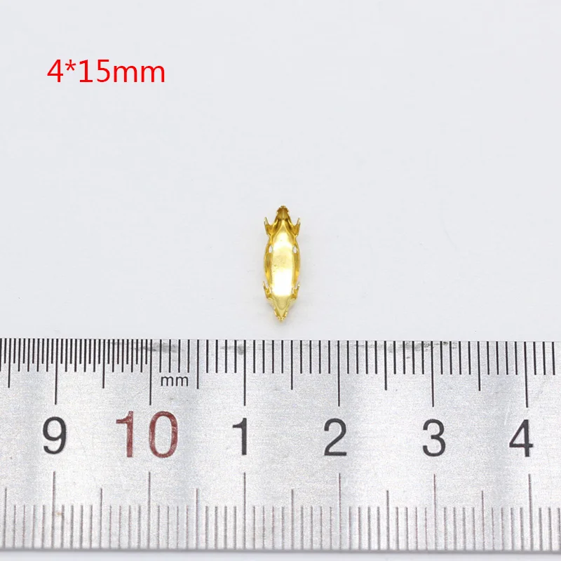 4x15mm navette 30p круглый/груша/Овальный/прямоугольник/треугольник/квадрат/navette кабошон Драгоценности золотые пустые когти установка для Швейные Кристаллы Стразы - Цвет: 4x15mm navette