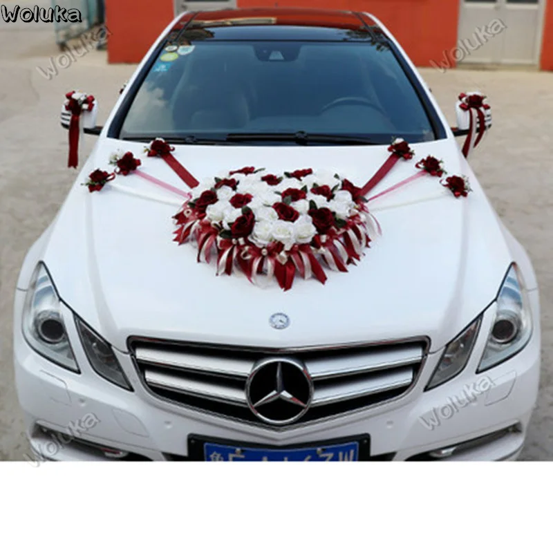 Украшение автомобиля в форме сердца пластина свадебное оформление автомобиля набор узел искусственный свадебный цветок CD50 Q03 - Название цвета: Синий