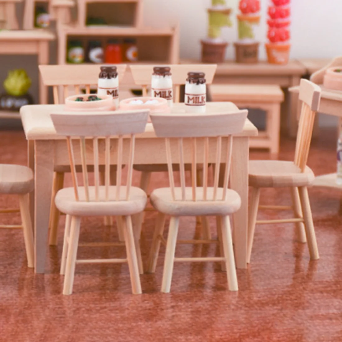  1:12 DIY Dollhouse Miniature Dining Table Chair Set Handmade Dollhouse Handmade Furniture Decoratio