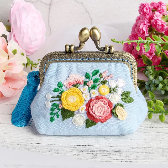 Kit Borsa In Tela Da Ricamo Fai Da Te | Motivo Floreale Per Principianti | Include Telaio, Fili, Ago E Istruzioni - 4