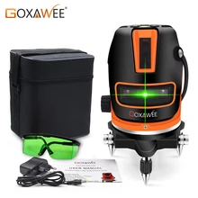 GOXAWEE 360 градусов вращающийся лазерный уровень 5 линий 6 точек зеленый лазер вертикальный и горизонтальный наклон и открытый режим строительный инструмент