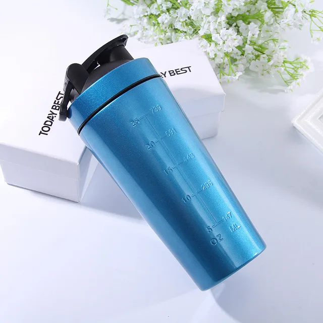 Light Blue Нержавеющая сталь блендер бутылка для воды протеиновый порошок шейкер кружка-шейкер бутылка Протеин шейкер - Цвет: Light Blue