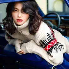 ^#Cheap Retro pullover wool sweater female 2019 autumn winter star with the same paragraph casual mixed wool zipper lapel sweater 7352 ^#Cheap Retro pullover wool sweater female 2019 autumn winter star with the same paragraph casual mixed wool zipper lapel sweater 7352