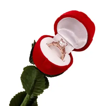 

Elegance Rose Ring Holder with Long Stem Rose Ring Box ,for Anniversaries T4MD