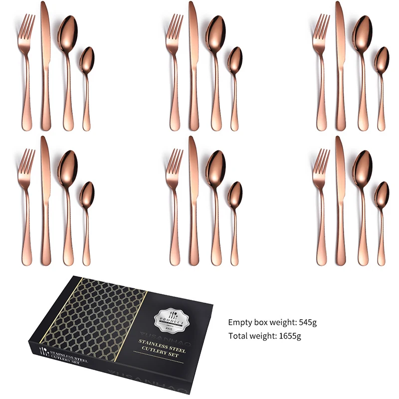 US $49.77 24pcsSet Pastoral Style Stainless Steel Tableware Cutlery Sets Mirror Polishing Cutter Fork Spoon Home Kitchen Dining Room E2s