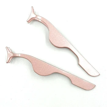 

Stainless Steel Rose Gold Eyelash Extension Tweezers Auxiliary Clam Makeup Tools Curved Portable Install Assistant Beauty Makeup