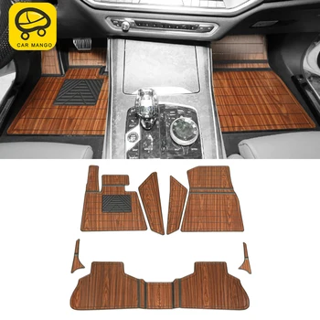 

CarManGo Car Floor Mats Set for Front 2nd Row Synthetic Wood Tray Wooden Pad Foot Mat Carpets for BMW X5 G05 2018 2019 2020
