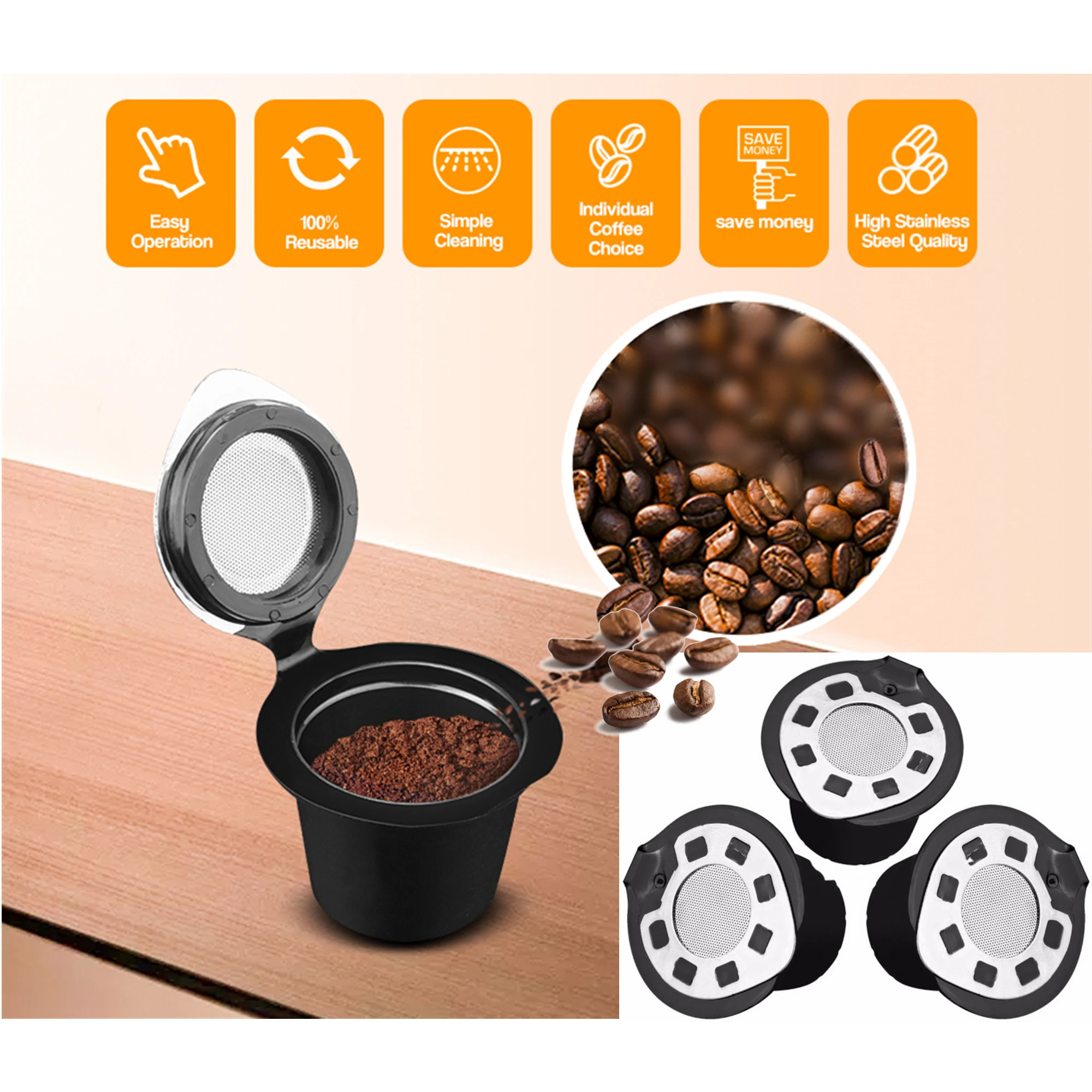 Capsule Riutilizzabili Coperchi In Acciaio Inossidabile Cialde Di Caffè Ricaricabili Compatibili Con Nespresso Originalline Per Macchine Nespresso