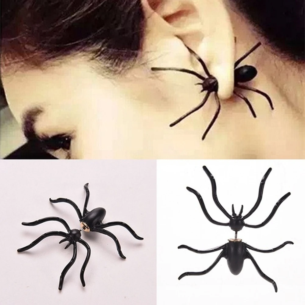 Halloween Decoration New 1Pc Fashion Unique Scary Spider Shape Piercing Earring Ear Studs Jewelry