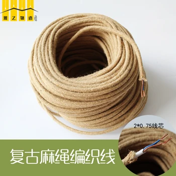 

5/10/20m 2x0.75mm Vintage Hemp Rope Light Cord Braided Flexible Cable Electrical Wire for Retro Pendant Lights