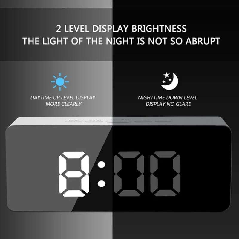 Gift Kitchen Timepiece Alarm Clock Automatic Multi-Functional Prompt Horologe Remind Mirror Surface LED Home Timer Time