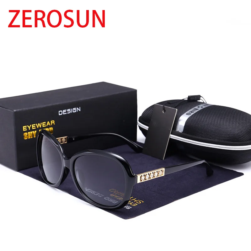 Zerosun, поляризационные солнцезащитные очки, женские, стразы, солнцезащитные очки для женщин, модные, для вождения, Полароид, не отражающие оттенки, для девушек