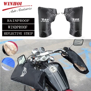 

Motorcycle Gloves Winter with Reflective Strip Thicken Motorcycle Handlebar Muffs Rainproof Windproof Motorbike Gloves Mittens