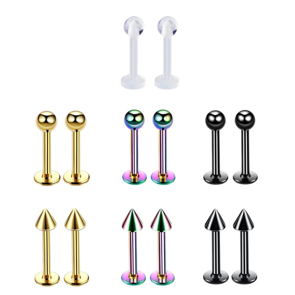 14pcs Set Пирсинг для губ Larbet стержни 14 шт./лот из нержавеющей стали Лабрет для губ кольца для губ ювелирные изделия для тела сексуальные женские аксессуары - Окраска металла: 14pcs Set