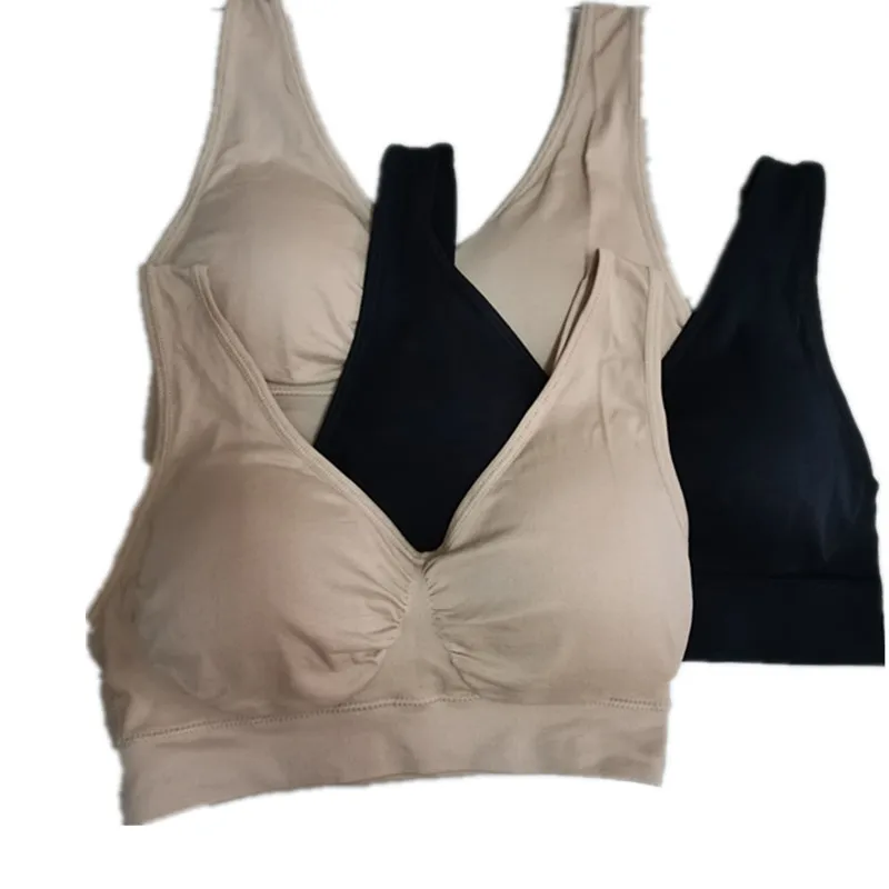 khaki 2pcs black 1pc Прямая поставка; 3 шт./компл. без проволок со съемной тонкой подкладкой бесшовные пуш-ап для женщин размера плюс нижнее белье без косточек для фитнеса форма тела бюстгальтер - Цвет: khaki 2pcs black 1pc