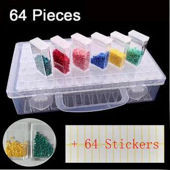 

Rhinestone Organizer 64 Grids Storage Boxes Display Box Diamond Painting Cross Stitch Resin Rhinestone Beads Container