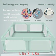 Barrera de seguridad interior para bebés, parque infantil antideslizante de 1,5 m x 1,8 m, verde, para niños de 3 meses a 1 año