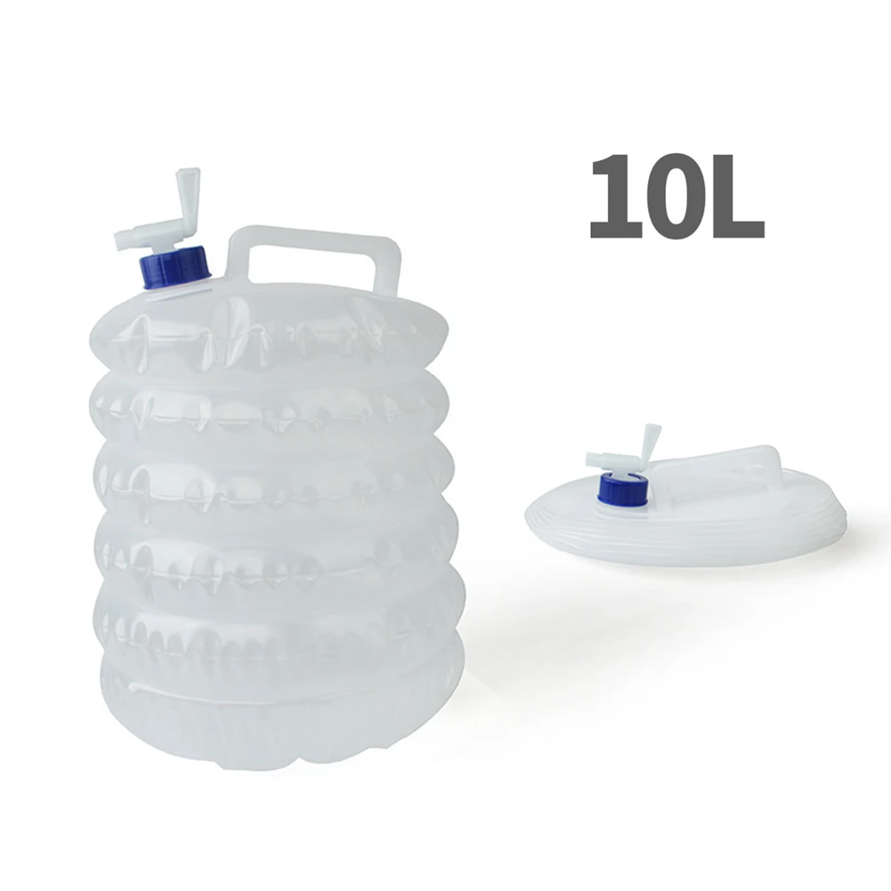 5L 10L 15L открытый ведро для воды складная сумка для воды PE бутылка для воды контейнер для кемпинга пешего туризма пикника барбекю с краном - Цвет: White 10L