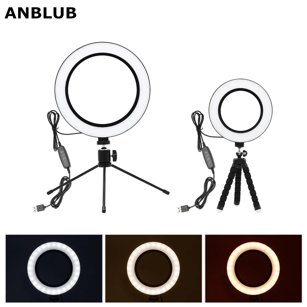 Кольцевой светодиодный светильник ANBLUB для фотосъемки с регулируемой яркостью USB