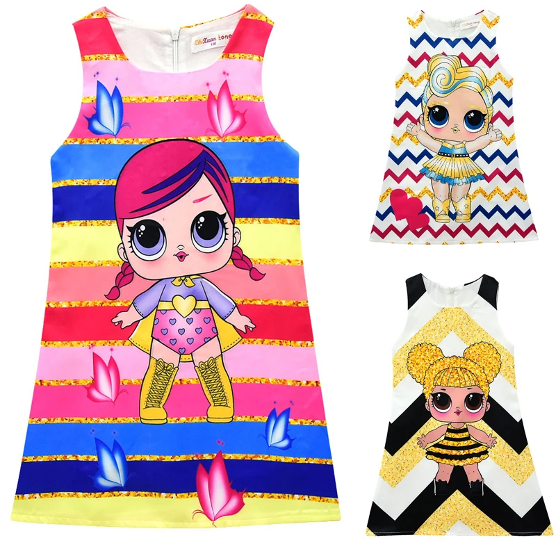 LOL Surprise Doll/элегантное платье-майка для девочек Детские платья с круглым вырезом и