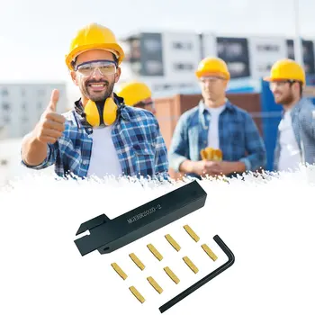 

External Grooving Tools Holder With Carbide Inserts Lathe Cutter Plate Lathe Turning Parting Tools Set