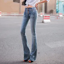 Женские джинсы тонкие осенние с высокой талией однотонные ботинки с вырезами брюки джинсы женские 1102