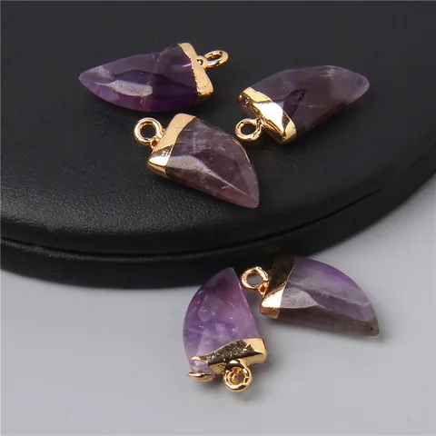 Natural Stone Pendants Faceted Agates Crystal Turquoises Opal Amethysts Quartz Pendant Charm for Jewelry Making 10x20mm Diy