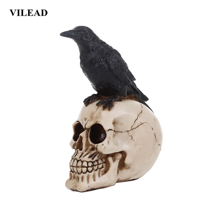 VILEAD Resin Crow Skull Ornaments Fashion Flower Pot Home Decor Creative Statue Personalized Decoration Art Painting Movie Props VILEAD Resin Crow Skull Ornaments Fashion Flower Pot Home Decor Creative Statue Personalized Decoration Art Painting Movie Props