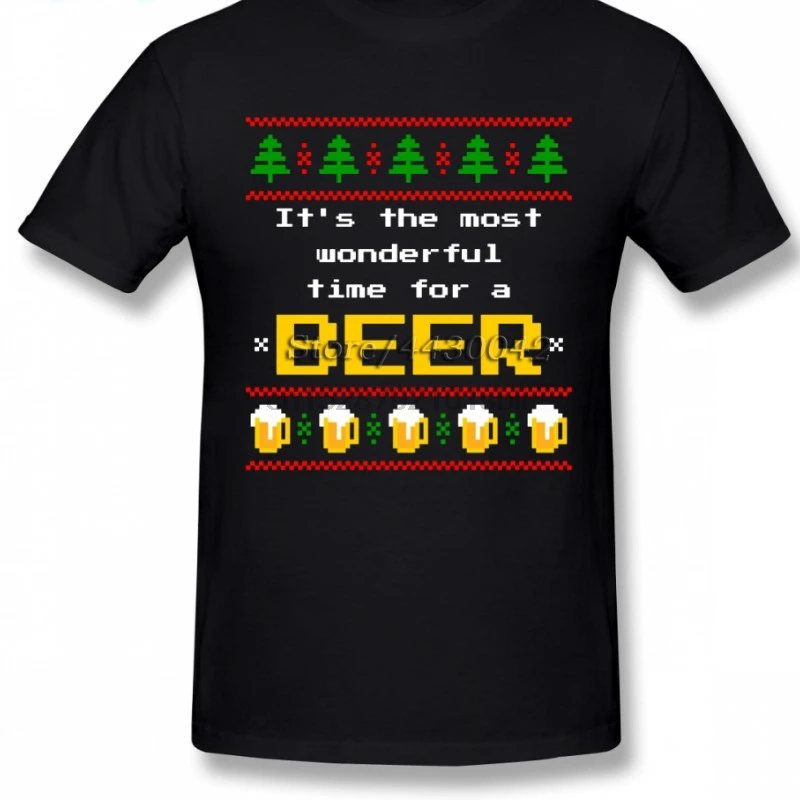 Уродливый свитер Рождество пиво гик футболка для мужчин размера плюс хлопок