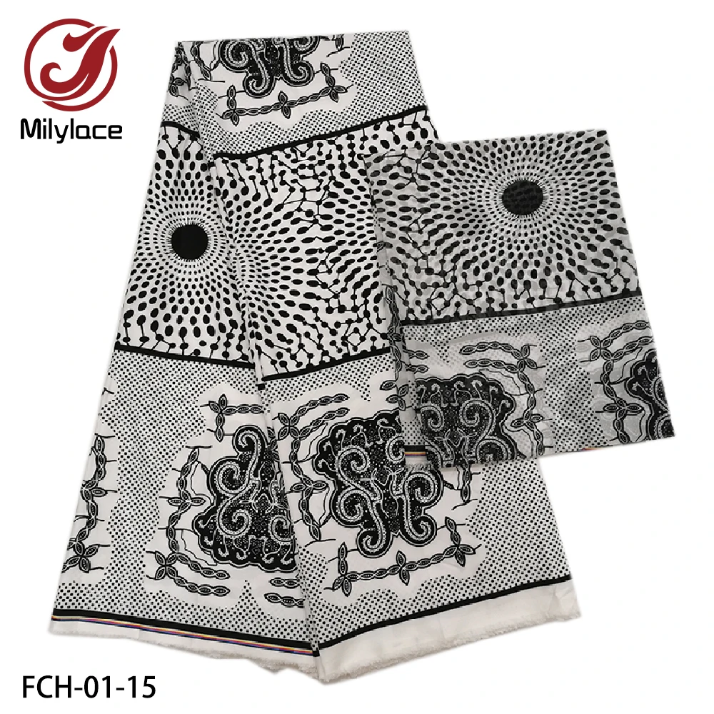 New African Printing Unique Tiancy Fabric Stretch Fabric 4 yards+ 2 yards Printing Chiffon Fabric for clothing FCH-01