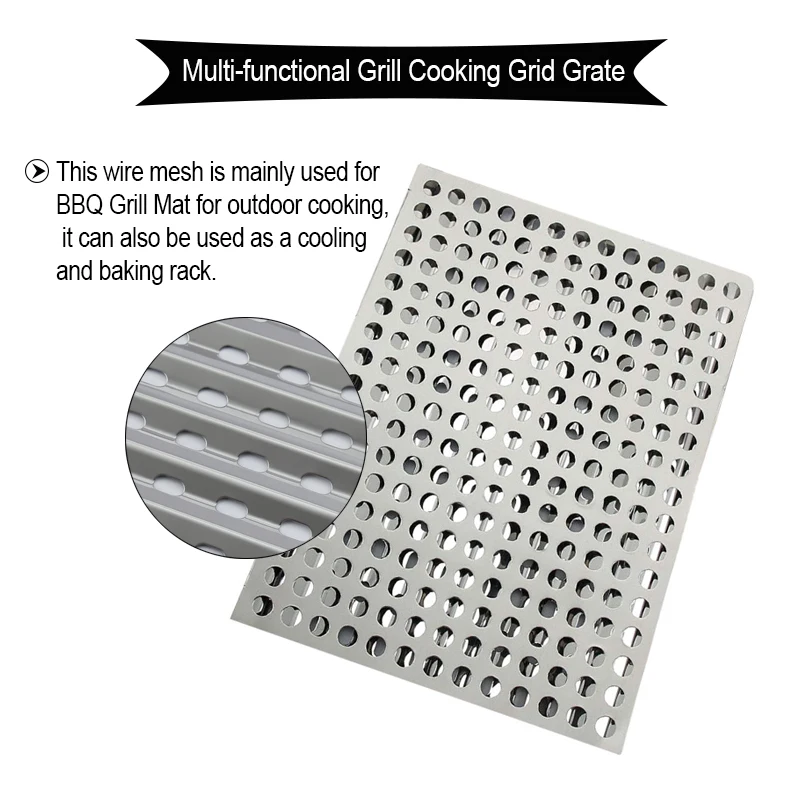 TEENRA Folding Barbecue Mat Stainless Steel Grill Mat Portable Barbecue Baking Tray Non-stick BBQ Mesh Camping Tools