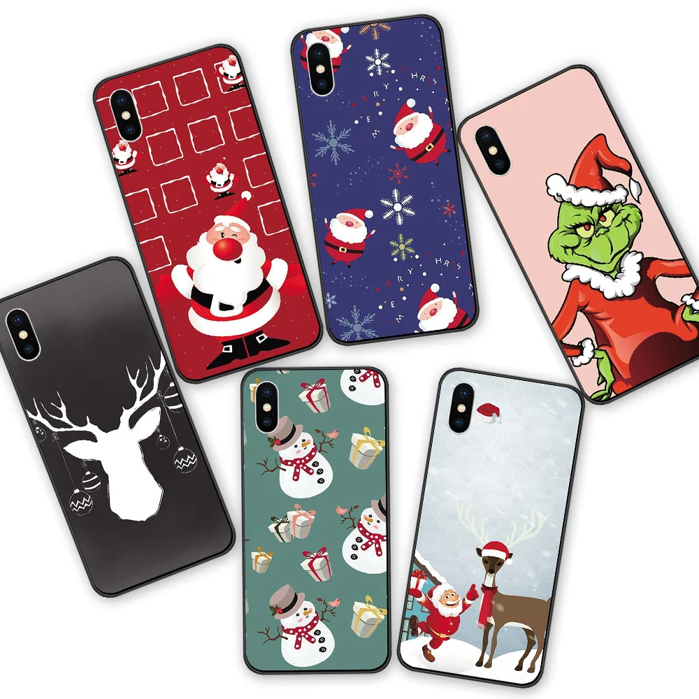 Merry Christmas Санта Клаус деревья олень Силиконовые мягкие чехлы Чехол для iphone XR X XSMAX 5s 6 6S 7 8 Plus 11 11ProMax Coque Funda