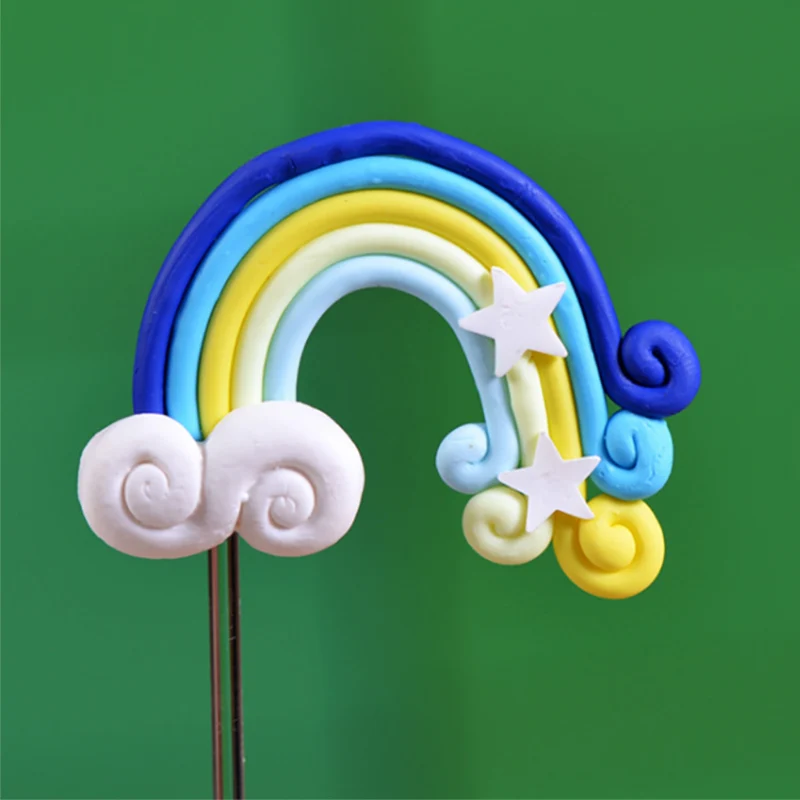 Style3-1pcs 1 шт. радужные свечи на торт куртка для дня рождения Синий Розовый Арка облако цветок шар торт Топпер для малышей Купание день рождения DIY торт Топ - Цвет: Style3-1pcs